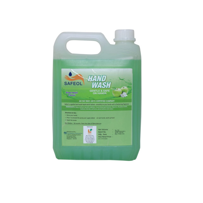 SAFEOL HAND WASH GREEN APPLE FLAVOUR  5LTR